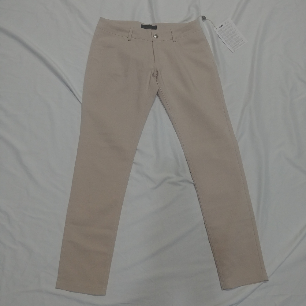 NEW Frankie Morello slim fit stretchy light khaki neutral beige 4 pants